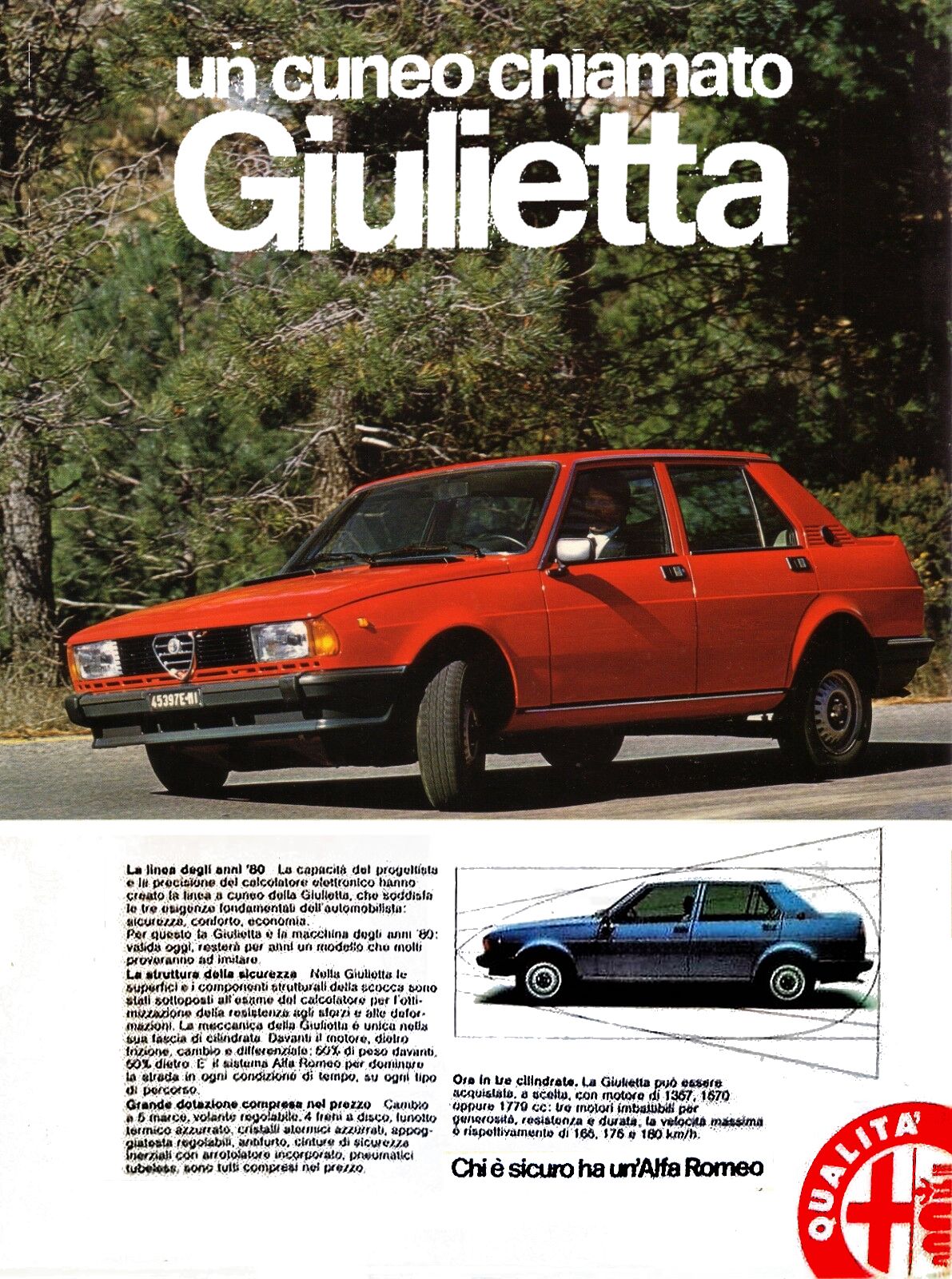 Articolo di giornale anni 80 sulla Alfa Romeo Giulietta